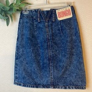 Vintage 80’s BONGO Dark Acid Wash Jean Denim Skirt Made in USA Sz 5 Waist 24”